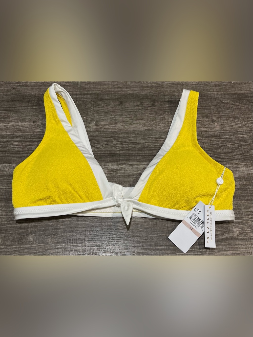 NWT Trina Turk Women’s Courtside Banded Bra Swim Top In Yellow, Size 12